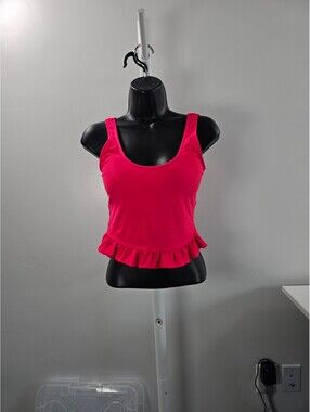 Janela Bay Pink Ruffle Hem Swim Top